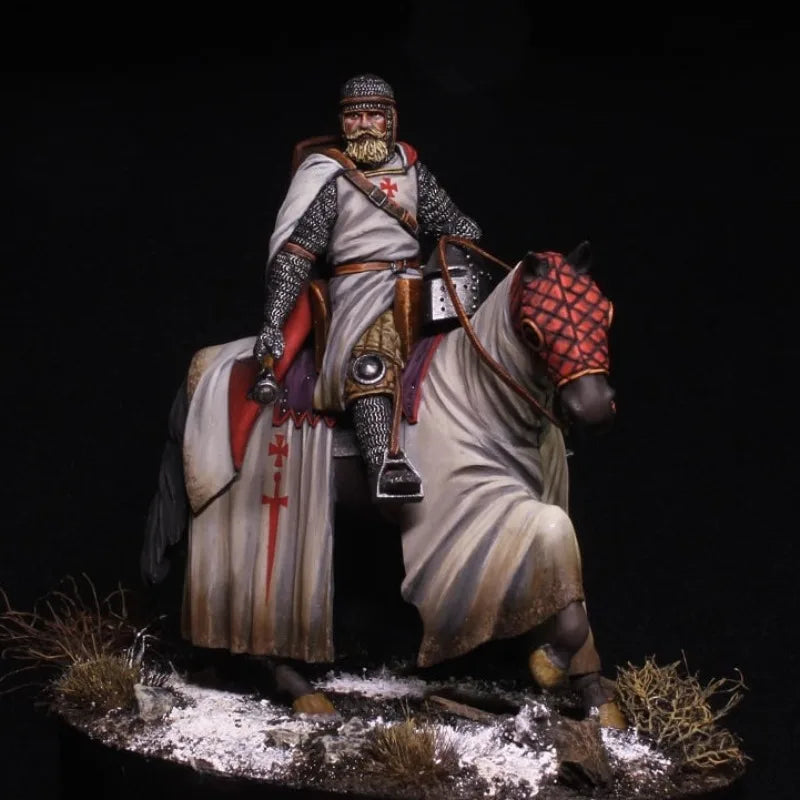 Medieval Crusader Knight on Horseback 1/32 Resin Figure Kit - resin model view 3