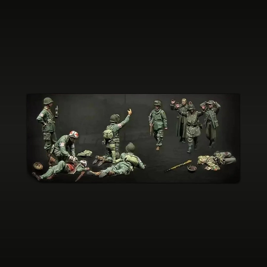 WWII American Infantry Squad Combat Scene 1/35 Resin Set - unpainted resin model kit
