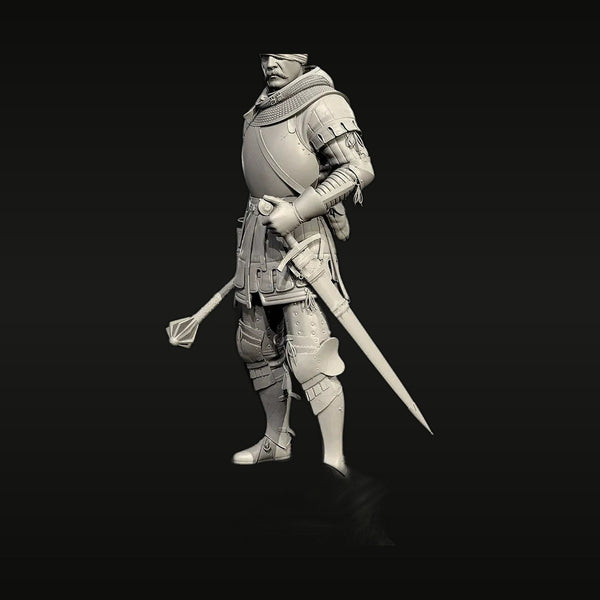 Medieval Knight with Longsword and Shield 75mm Resin Figure Kit