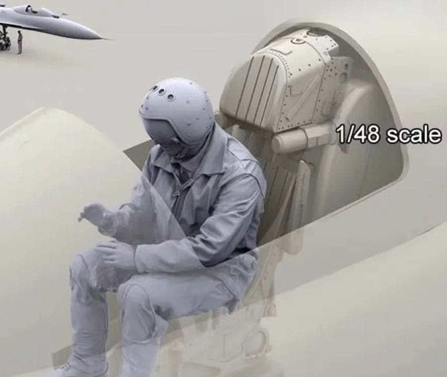Modern Fighter Pilot in Cockpit Seated Position 1/48 Resin Figure Kit - resin model view 3