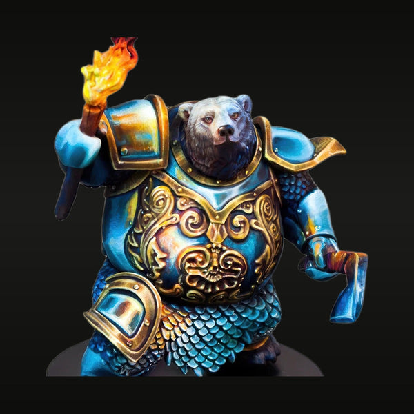 Fantasy Bear Warrior Guardian Bust with Torch 1/24 Resin Kit