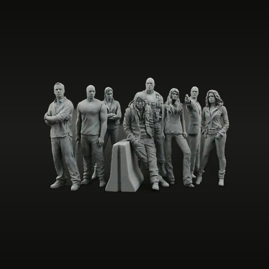 Post-Apocalypse Survivor Team 8 Figures 1/35 Resin Figure Set - unpainted resin model kit