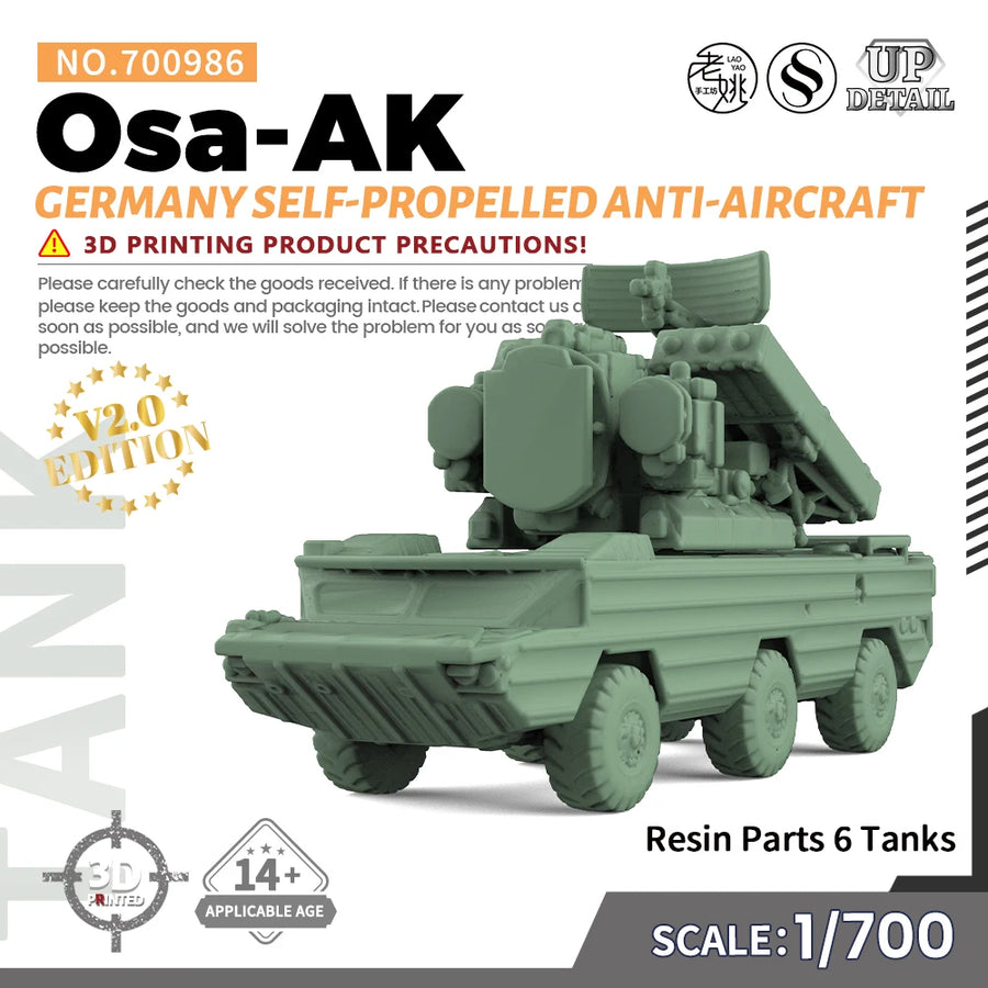 Germany Osa-Ak Self-Propelled Anti-Aircraft MRY-SFW SS986 1/144 1/200 1/350 1/700 Military Model Kit Miniature Static Model