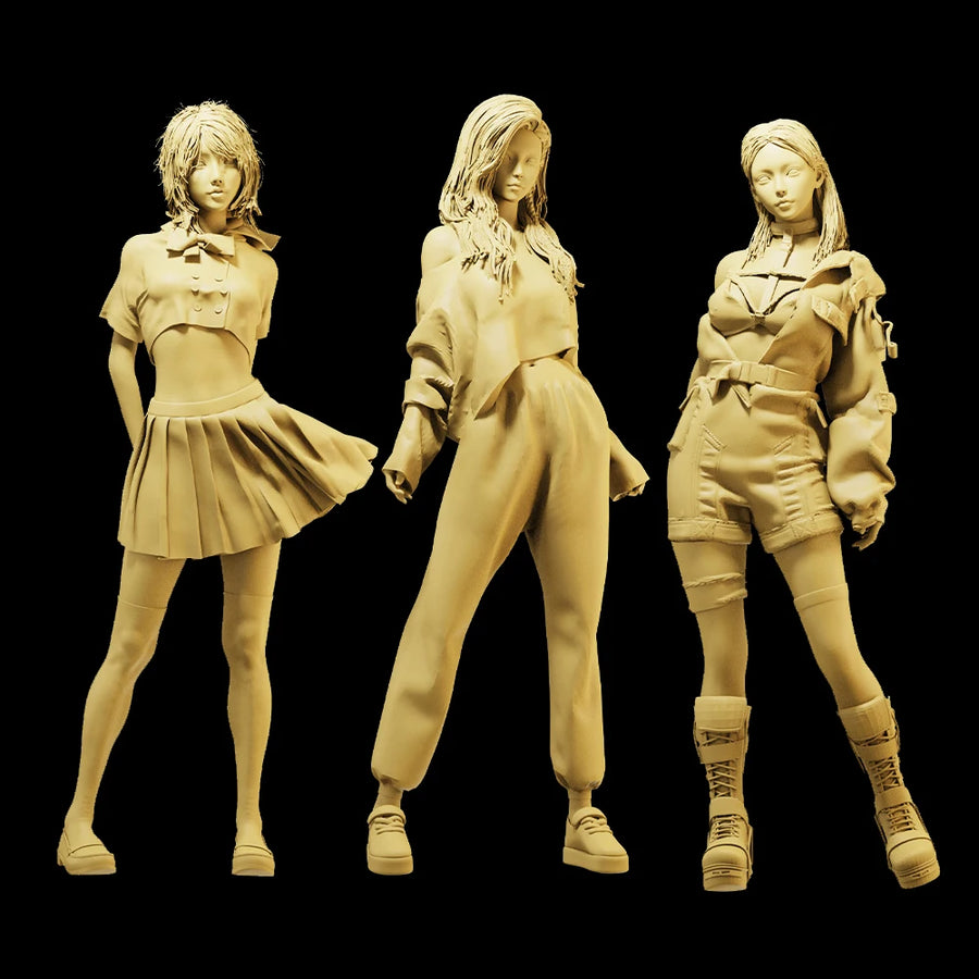 Cyberpunk Girl in Tactical Suit 1/64 Resin Figure Kit - resin model view 2