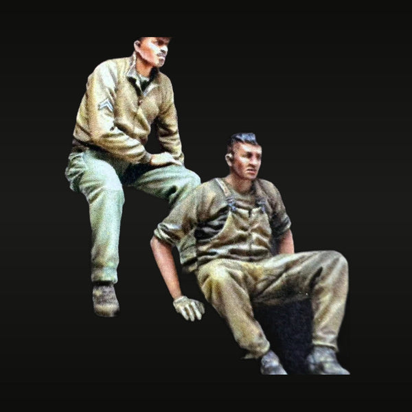 WWII American Tank Crew Sergeant & Crewman Seated 1/35 Resin Figure Kit