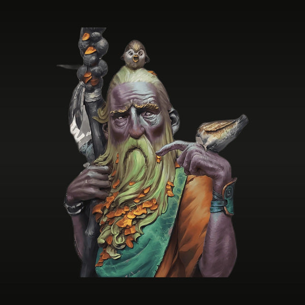Fantasy Oriental Wizard with Bird Staff 1/12 Resin Bust