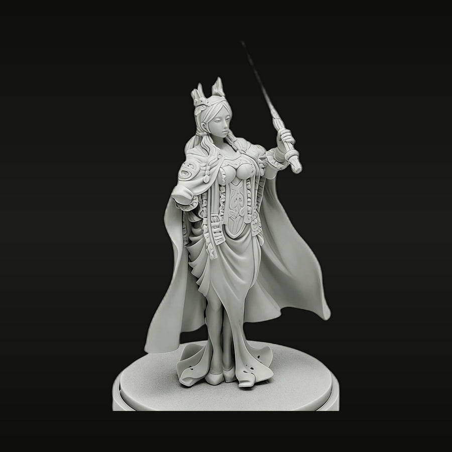 Female Elf Monarch with Sword 40mm Resin Figure Kit - unpainted resin model kit