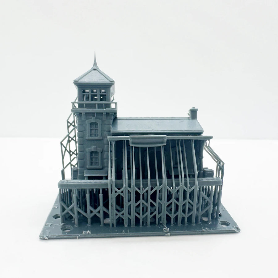 Stone Train Station with Watchtower LYTS125 1/87 1/160 1/220 Miniature Building Military Car
