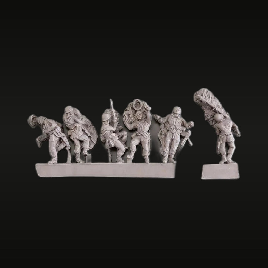 WWII German Infantry Squad Advancing 1/72 Resin Figure Set - unpainted resin model kit