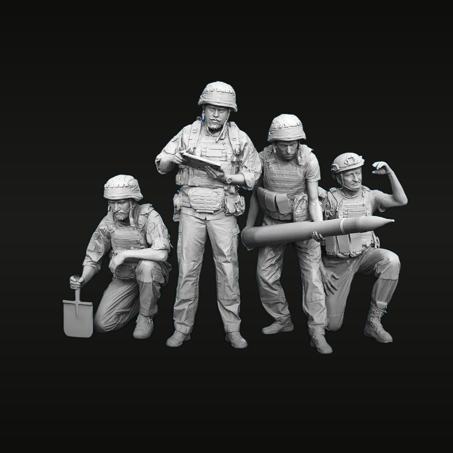 Modern Soldiers Anti-Tank Crew with Ammunition 1/35 Resin Figure Set - unpainted resin model kit
