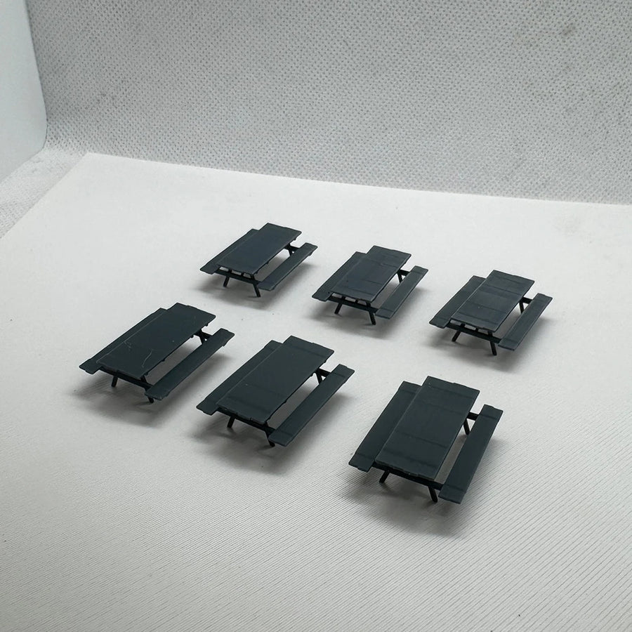 Z Scale Picnic Tables with Benches 1/220 Resin Terrain Accessory Set - resin model view 5