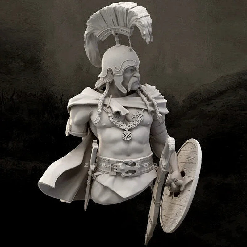 Ancient Celtic Warrior King with Shield 200mm Resin Bust - resin model view 3