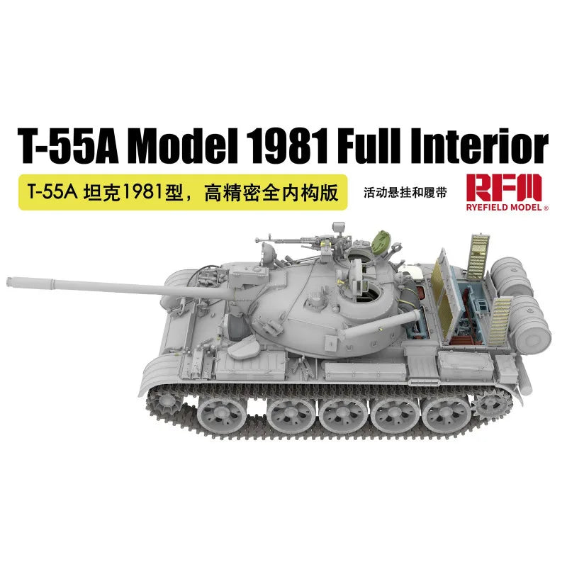 RYE FIELD MODEL RFM- 5155 1/35 T-55A Tank 1981 Full Interior Workable Suspension & Track Plastic Model Kit