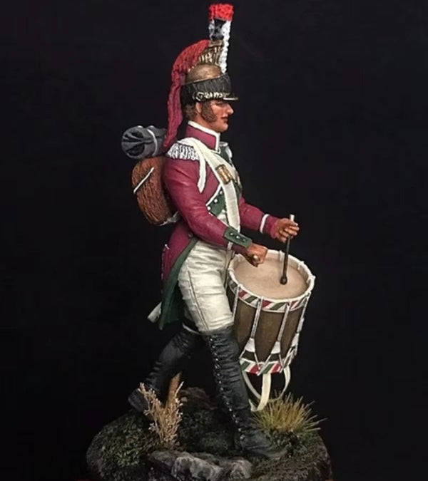 Napoleonic French Cavalry Drummer with Bass Drum 54mm Resin Figure Kit