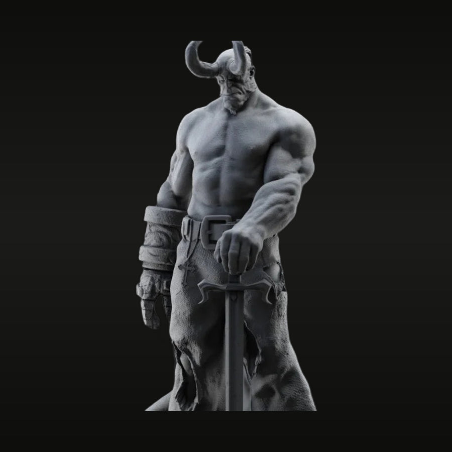 Fantasy Demonic Warrior Bust with Sword 1/24 Resin Kit - unpainted resin model kit