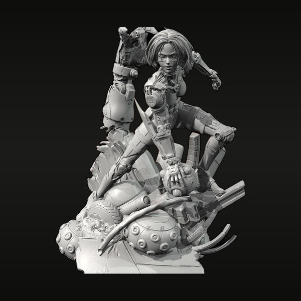 Sci-Fi Cyborg Female Warrior with Mechanical Base 50mm Resin Bust Kit