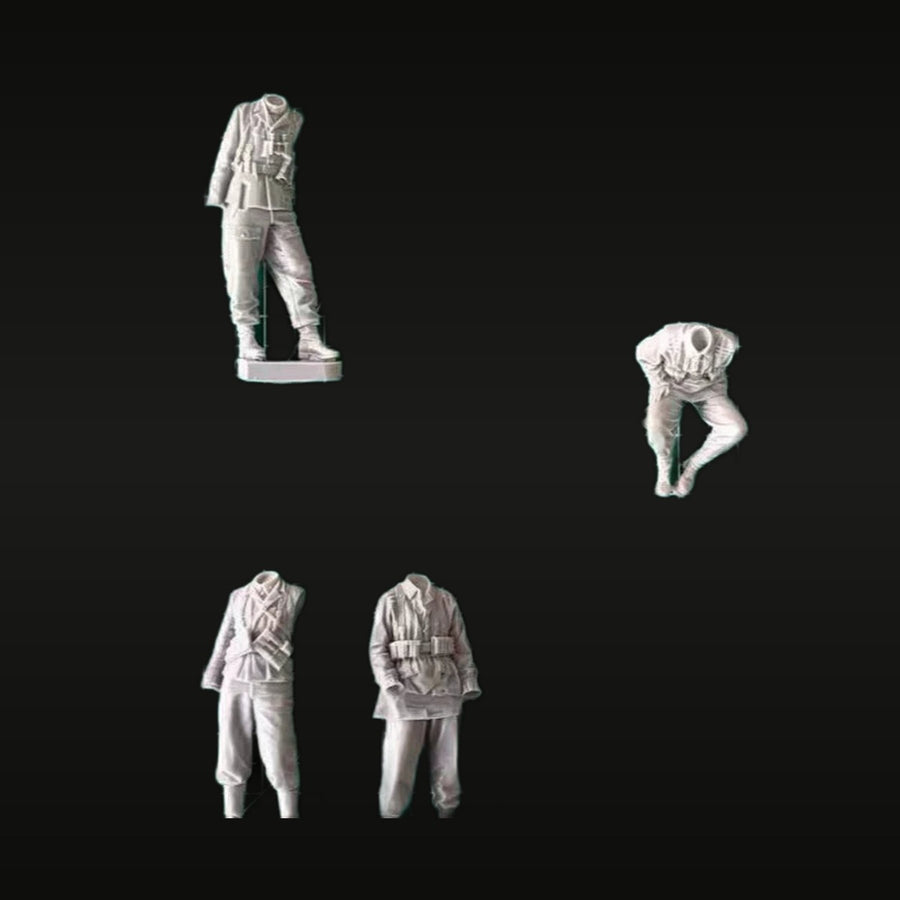 WWII German Officer & Infantry 4-Figure Set 1/35 Resin Kit - unpainted resin model kit