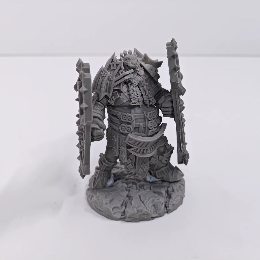 Dwarf Warrior with Dual Axes 75mm Resin Figure Kit - resin model view 3