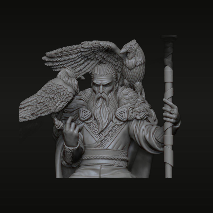 Odin All-Father Norse God with Eagles Staff 1/24 Resin Bust Kit - unpainted resin model kit