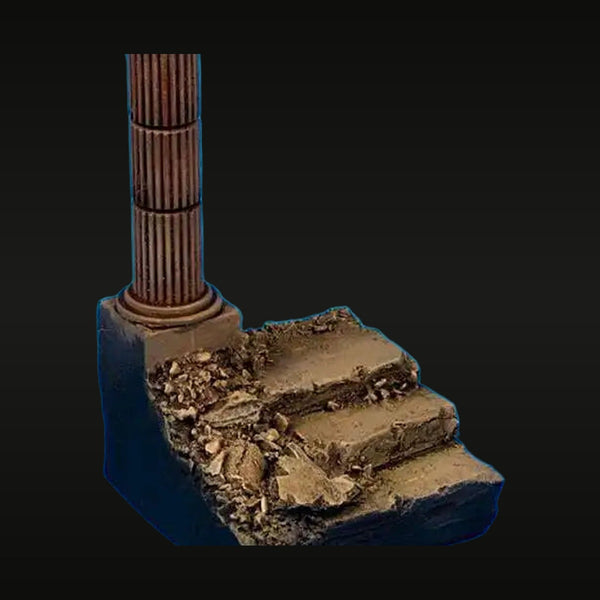 Ancient Ruins Fluted Column with Stepped Stone Base 1/35 Resin Diorama Kit