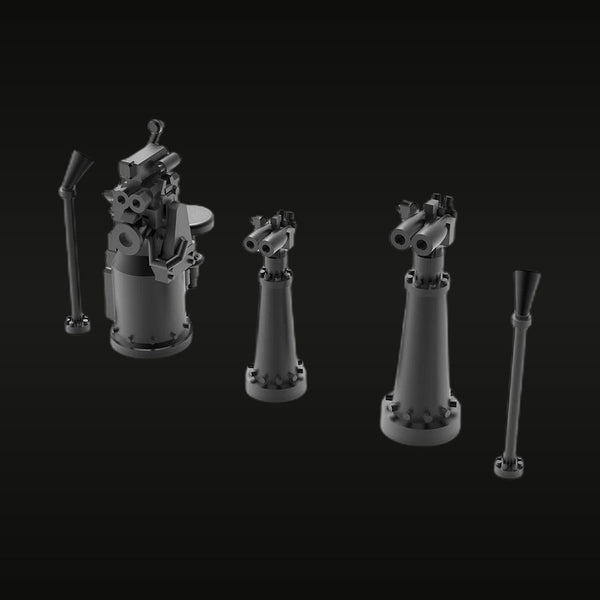 IJN Battleship Twin Gun Turrets & Fire Control Masts 1/700 Resin Kit