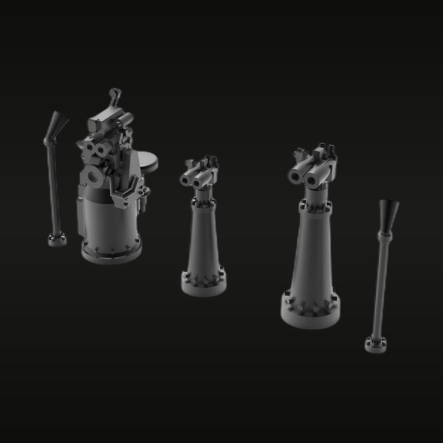 IJN Battleship Twin Gun Turrets & Fire Control Masts 1/700 Resin Kit - unpainted resin model kit