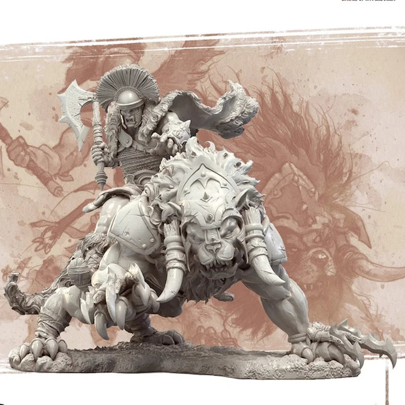 1/24 Scale Resin Figure Model Kit GK Toy Flamma on Hellhound Fantasy Warrior Battle Unassembled and Unpainted Diorama Miniature