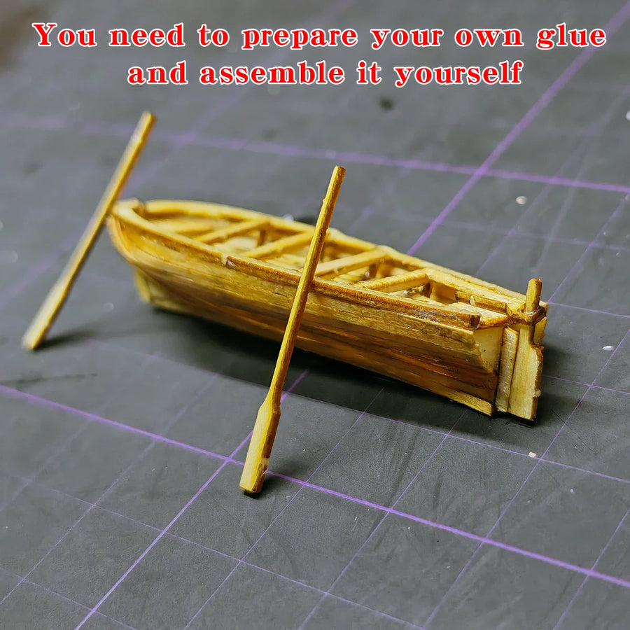 Classical Sailboat Sailing Ship Vessel Wood Wooden Skiff Dinghy Small Boat Lifeboat Working Ship Scale Model Kit 1/100