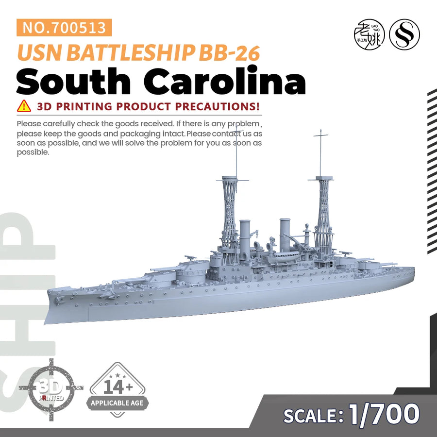MRY-SFW SSC513/S 1/350 1/700 Military Model Kit USN South Carolina Battleship BB-26