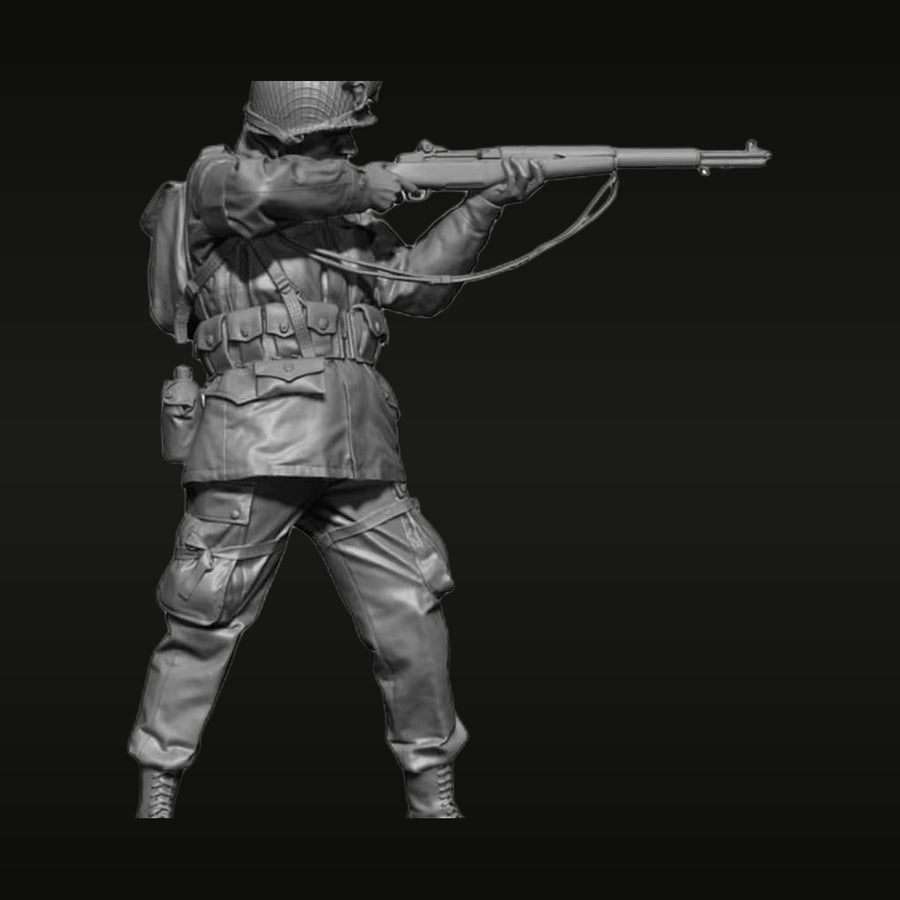 WWII US Army Soldier M1 Garand Firing Pose 1/16 Resin Figure Kit - unpainted resin model kit