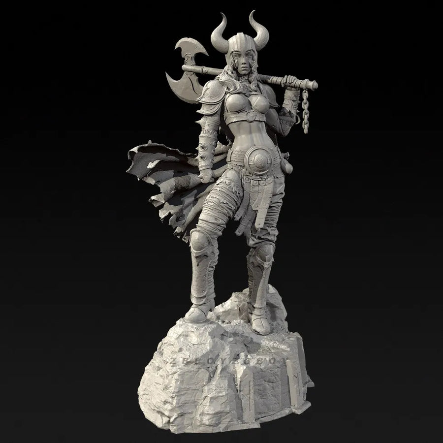 Fantasy Female Horned Valkyrie Bust with Gold Headdress 75mm Resin Kit - resin model view 3
