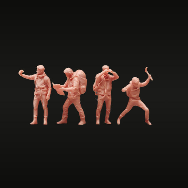 Outdoor Adventure Hiking Team 1/64 Resin Model Figure Kit Set