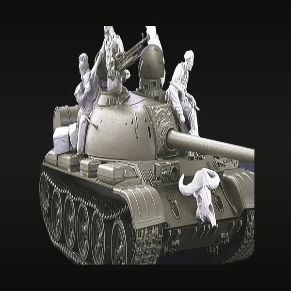 WWII Soviet T-34 Tank with Winter Crew Figures & Skull Decoration 1/35 Resin Kit