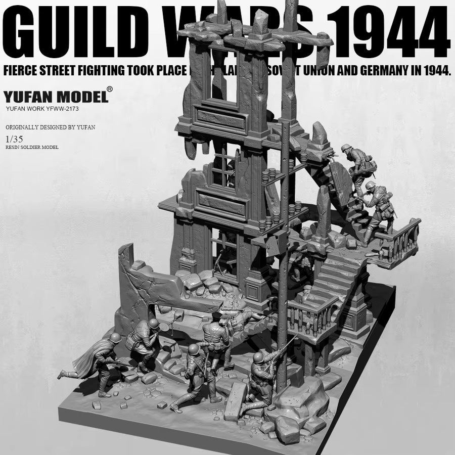 WWII Eastern Front Urban Combat Diorama Set 1/35 Resin Kit - resin model view 2