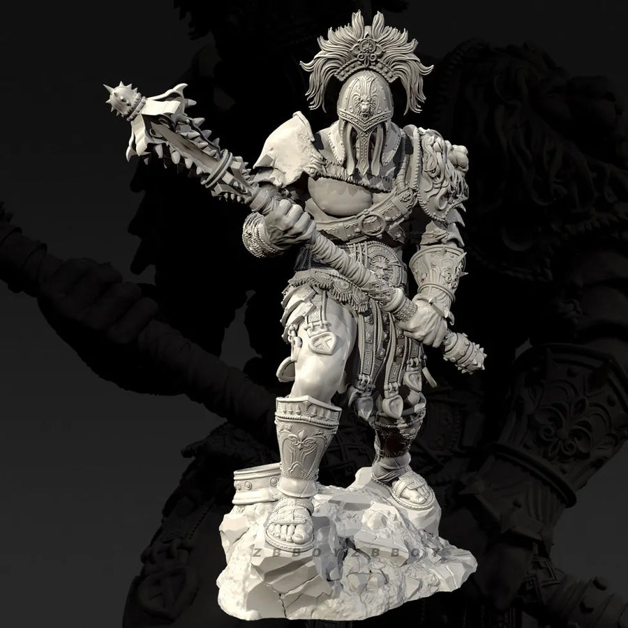 Armored Warrior with Spiked Axe 55mm Resin Figure Kit - resin model view 4