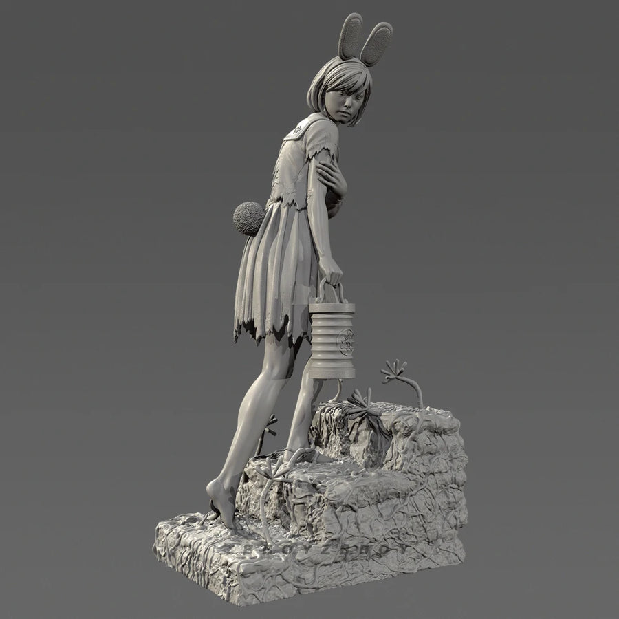 Fantasy Female Figure with Tattered Dress Lantern and Vine Elements 50mm Resin Kit - resin model view 2