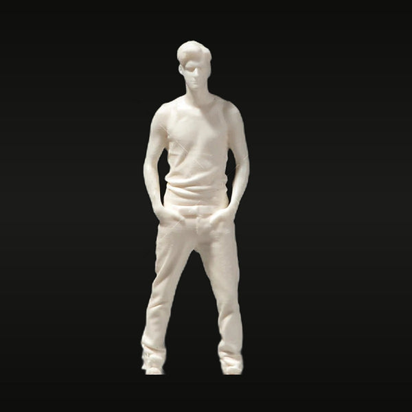 Modern Man in Grey Vest & White T-Shirt 1/64 Resin Figure Kit