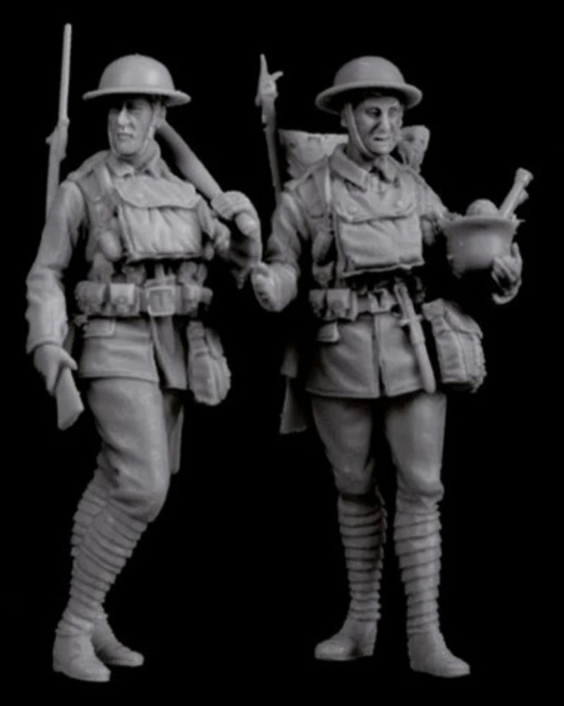 1/35 Scale Die-Cast Resin Figure Model Kit WWI British Soldiers Set 2 Figures Unassembled and Unpainted