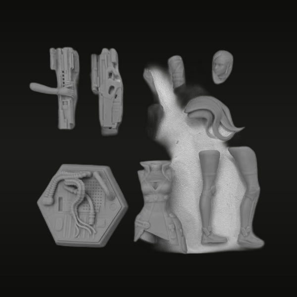 Sci-Fi Female Cyborg Operative Stylized 1/24 Resin Figure Kit