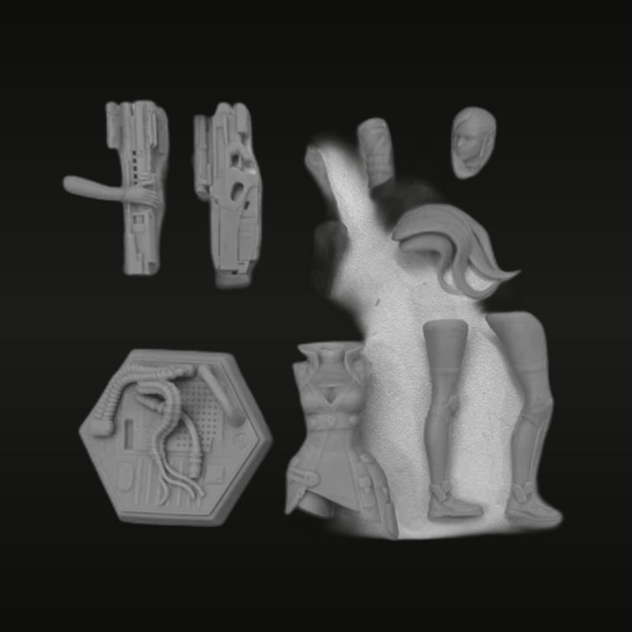 Sci-Fi Female Cyborg Operative Stylized 1/24 Resin Figure Kit - unpainted resin model kit