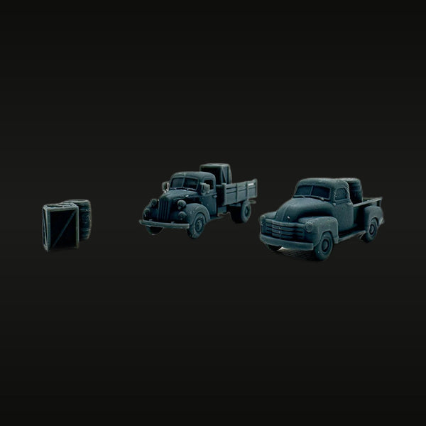 Mid-Century Civilian Vehicles Set Diorama 1/220 Resin Kit
