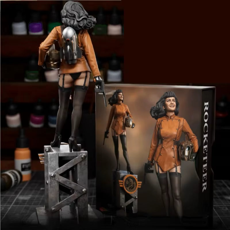 Retro Pinup Female Rocketeer with Jet Pack 1/24 Resin Figure Kit - resin model view 3