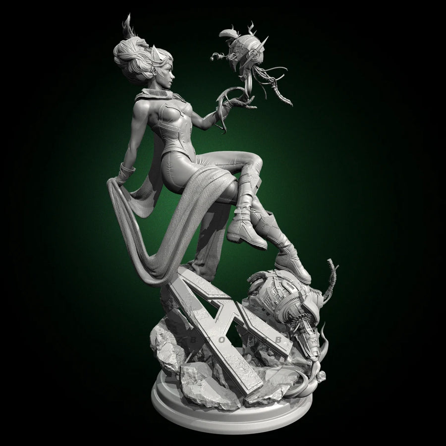 Fantasy Female Sorceress on Demonic Beast Mount 30mm Resin Figure Kit - resin model view 2