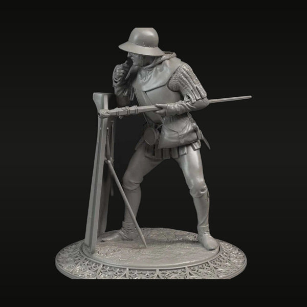 Renaissance Male Musketeer with Rest Support 1/24 Resin Figure Kit