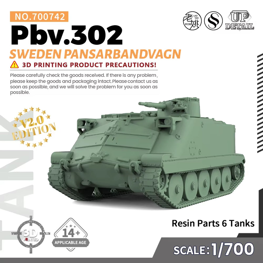1/144 1/200 1/350 1/700  SS742 Military Model Kit Sweden Pansarbandvagn Pbv.302 Miniature Static War Games