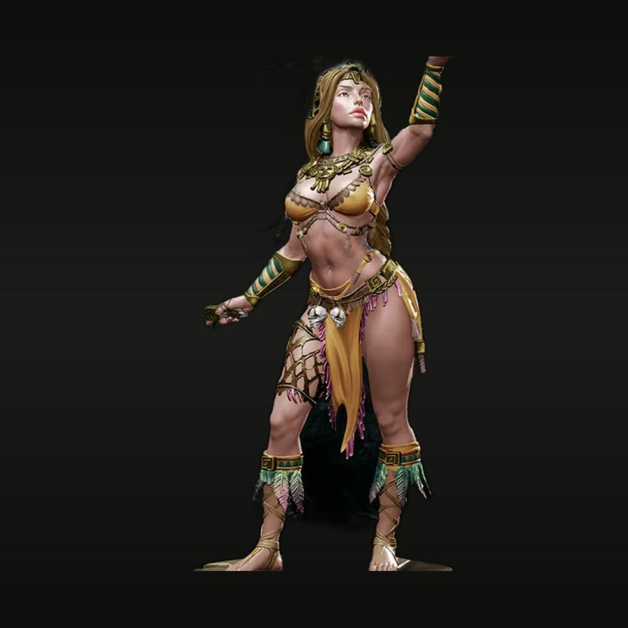Fantasy Mesoamerican Warrior Priestess 1/24 Resin Pinup Figure Kit - unpainted resin model kit