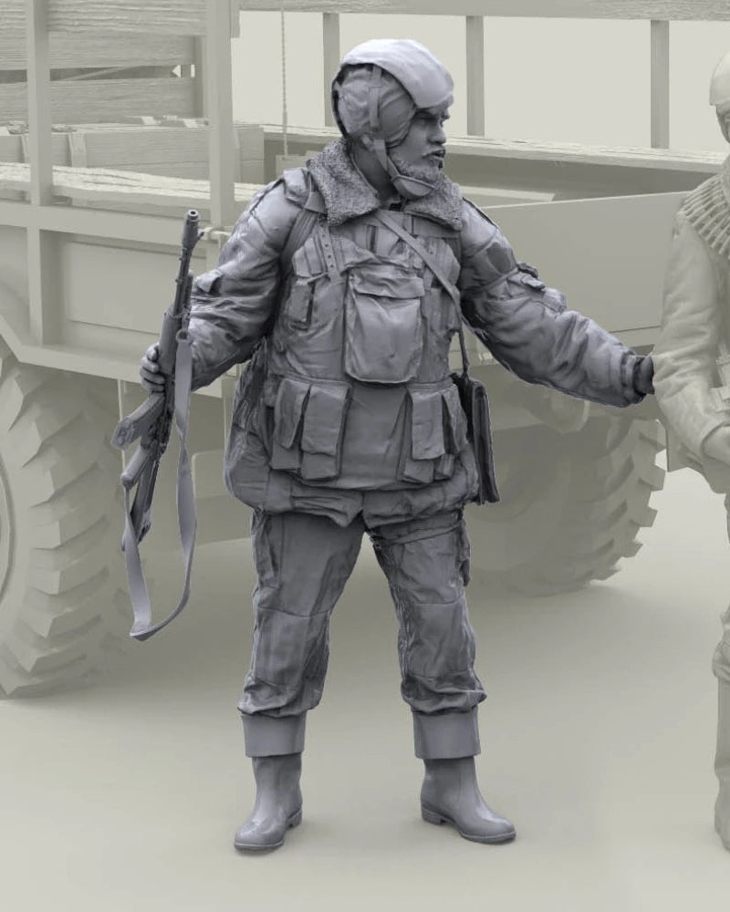 1/16 Scale Die-Cast Resin Figure Model Kit Russian Internal Troops Soldier Preparing (No Truck) Unassembled and Unpainted