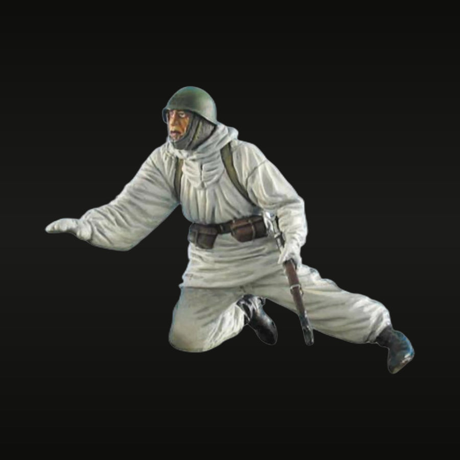 WWII US Soldier White Winter Camouflage M1 Garand 1/35 Resin Figure Kit - unpainted resin model kit