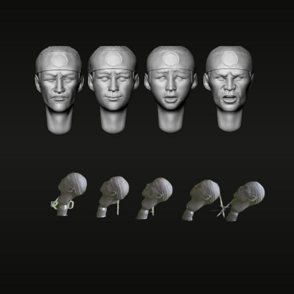 Modern Military Male Head Set Bare & Helmeted 1/35 Resin Accessory