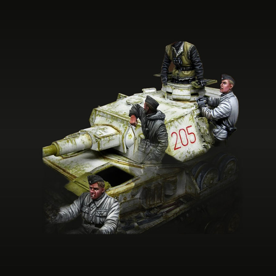 WWII German Panzer Crew with Tank Turret Section 1/35 Resin Figure Kit - unpainted resin model kit